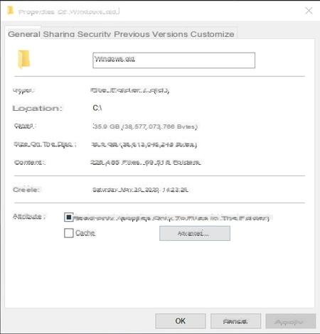 Remove Windows.old: delete the folder with Windows 10