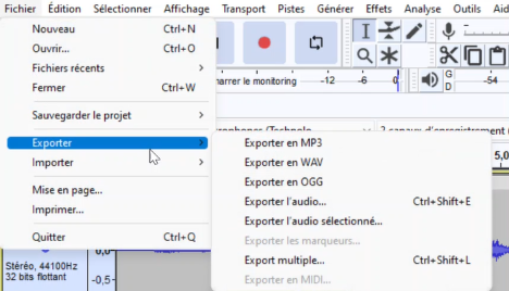 ¿Cómo guardar y exportar en Audacity?