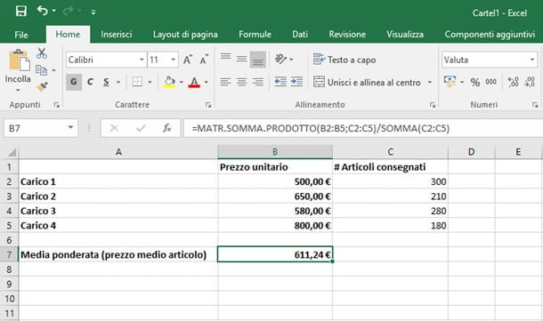 How to average in Excel