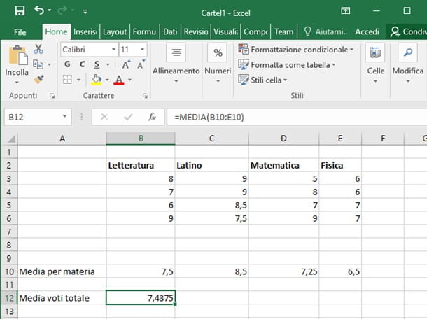 Como calcular a média no Excel