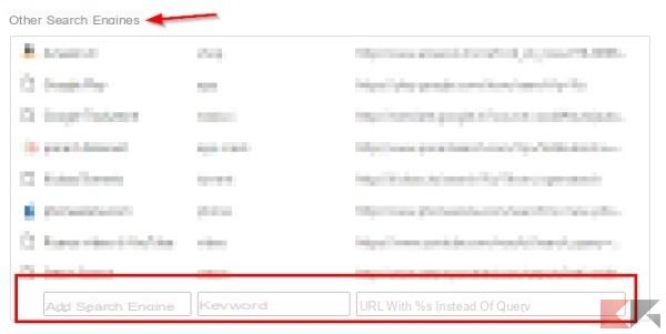 Aggiungere motori di ricerca mirati su Google Chrome