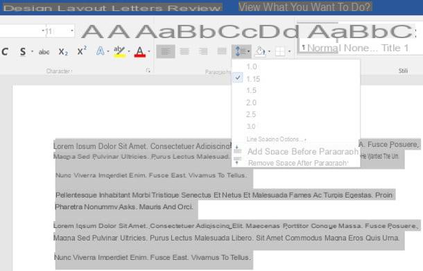 Come cambiare interlinea Word