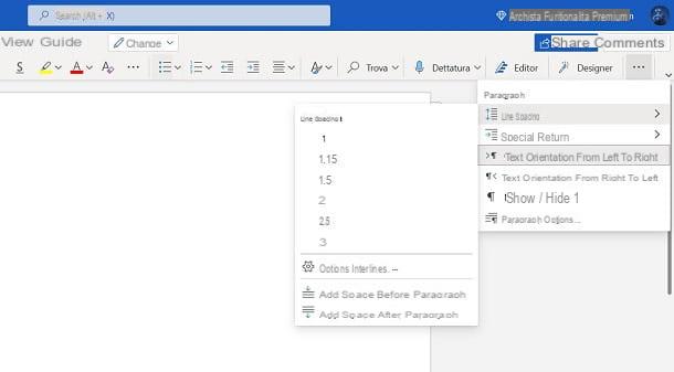 Come cambiare interlinea Word