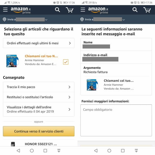 Cómo recibir una factura de Amazon