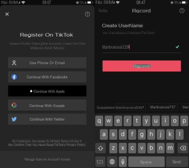 Come chiamarsi su TikTok