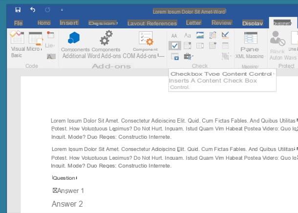 Comment cocher une case dans Word