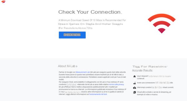 Google Stadia: requisiti e verifica connessione