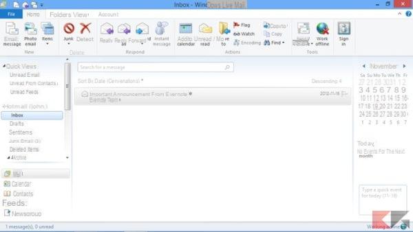 As contas do Outlook não serão mais compatíveis com o Windows Live Mail 2012