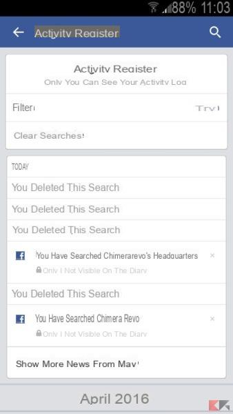 Come cancellare la cronologia Facebook (barra di ricerca)