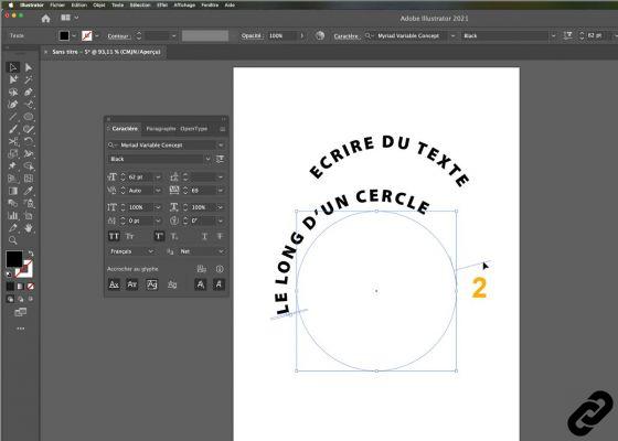 Como escrevo meu texto em um círculo com o Illustrator?