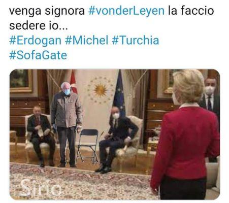 Erdogan leaves Von der Leyen without a chair: and it's immediately a meme