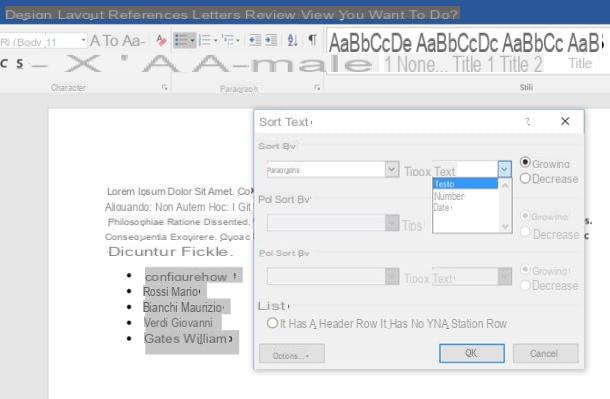 How to sort alphabetically in Word