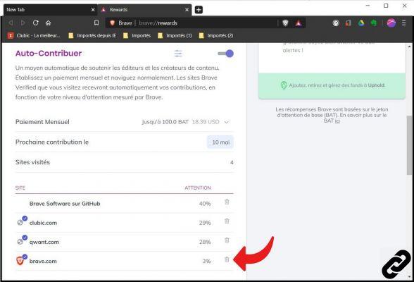 ¿Cómo configuro recompensas en Brave?