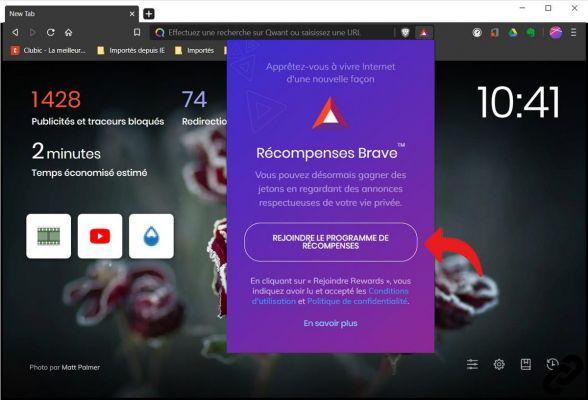 Como configuro recompensas no Brave?