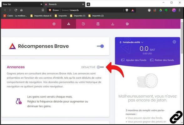 Como configuro recompensas no Brave?