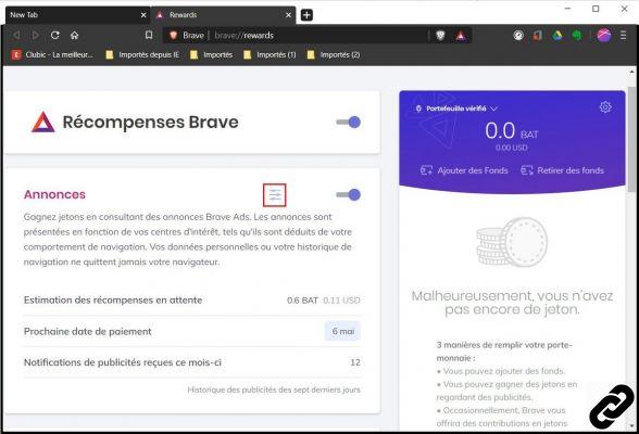 Como configuro recompensas no Brave?