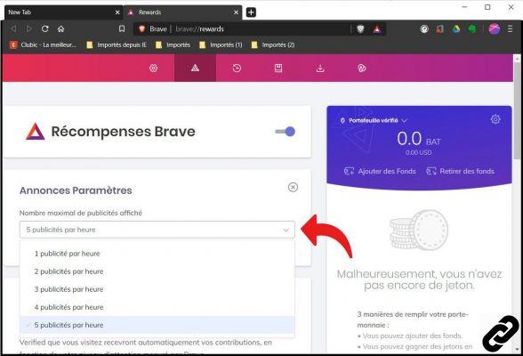 Como configuro recompensas no Brave?