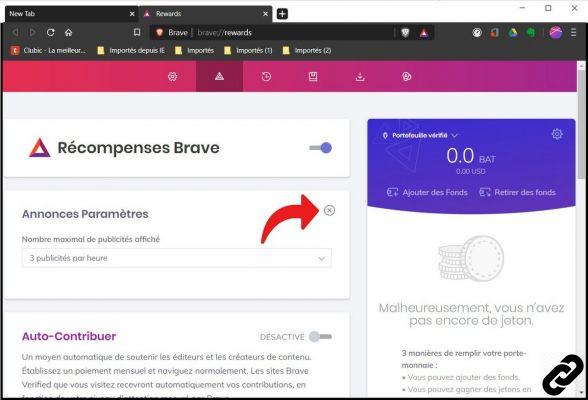 Como configuro recompensas no Brave?