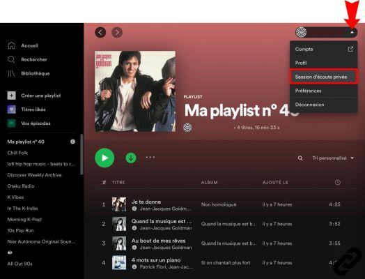 How to listen to music in private mode on Spotify?