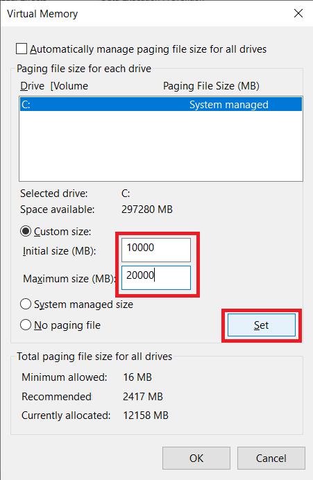 Windows 10: How to increase VRAM to launch games without error message