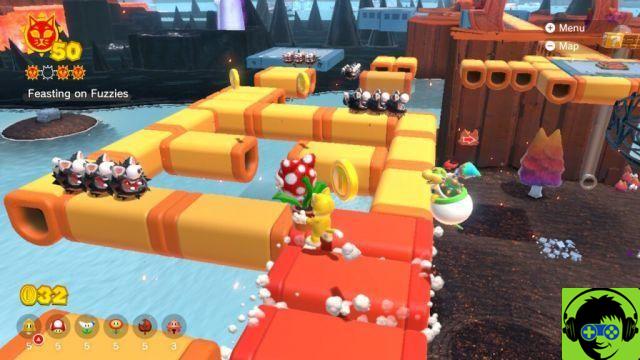 Super Mario 3D World: Bowser Fury - Como fazer todos os gatos brilharem | Guia 100% para Riskey Whiskers Island