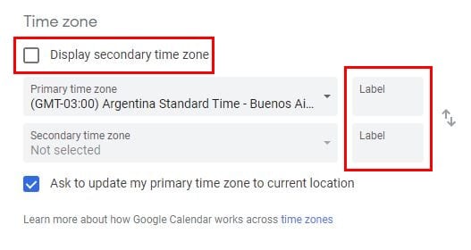 Google Calendar: how to add a different time zone