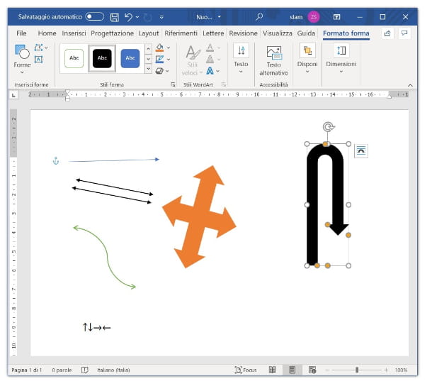 How to make the arrow in Word