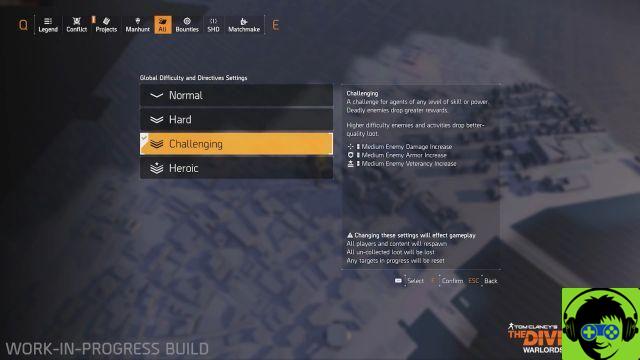 The Division 2 - Come cambiare la difficoltà globale