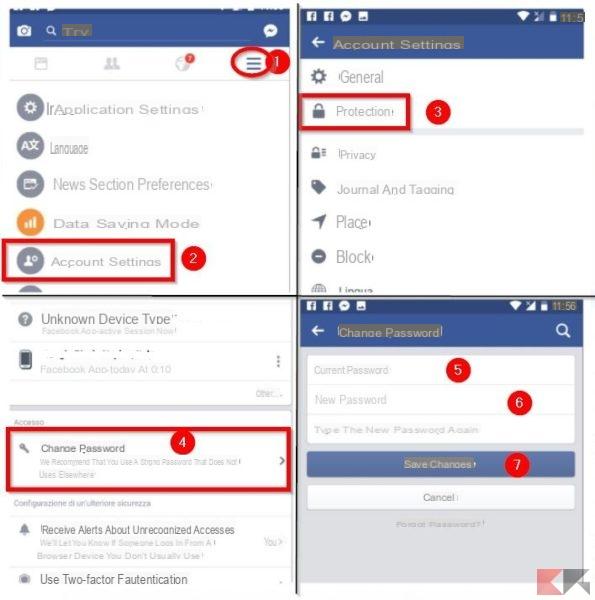 Come modificare la password di Facebook