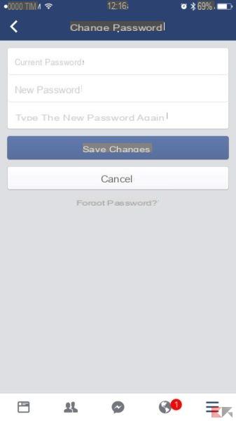 Come modificare la password di Facebook