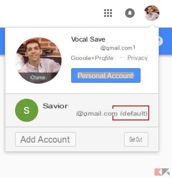 Set the default account to Google and Gmail