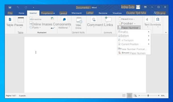 Come mettere numeri di pagina Word