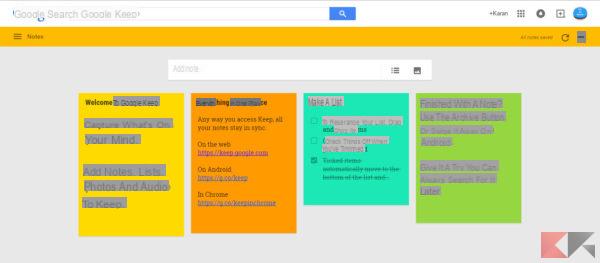 Google Keep: guida a note e progetti