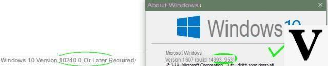 Verificare la versione build di Windows