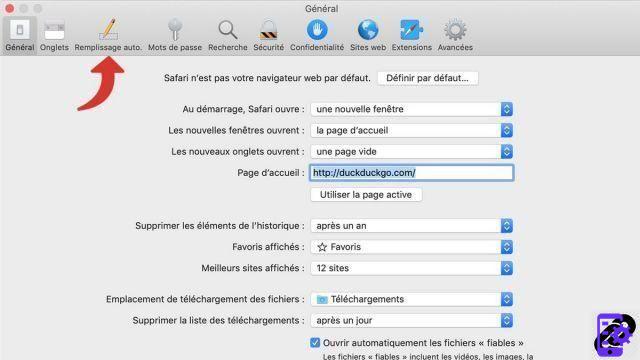 How to configure the automatic form filling in Safari?