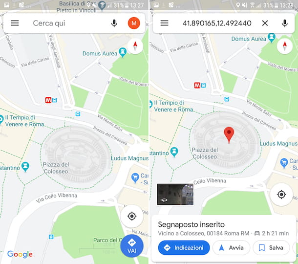 How to enter coordinates on Google Maps Android