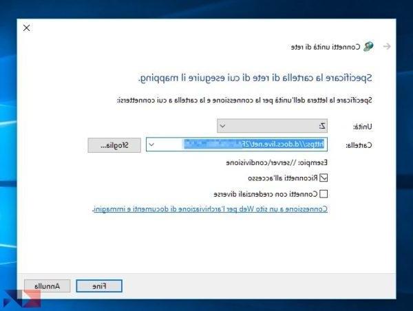 Collegare OneDrive o Google Drive come disco di rete in Windows