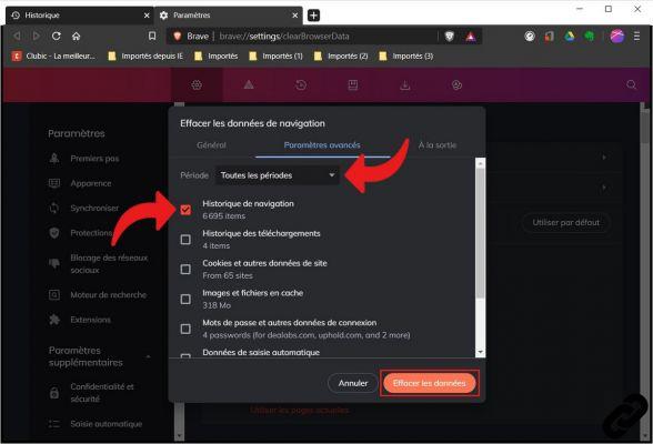 ¿Cómo borro el historial de Brave?