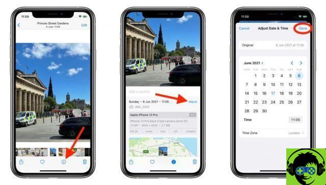 iOS 15: how to adjust the date and time in photos