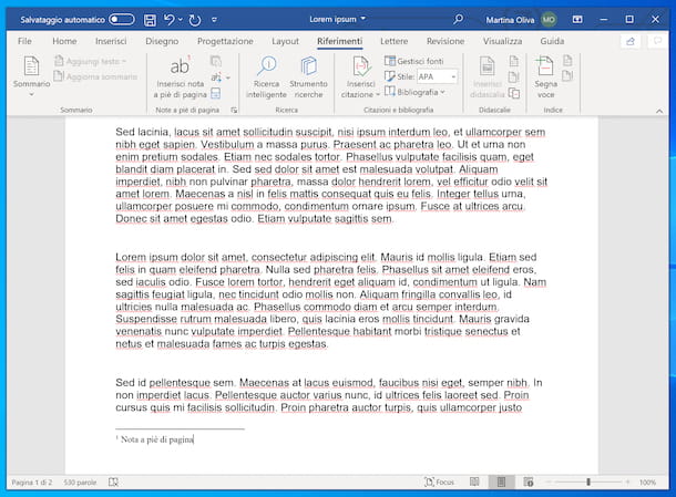 How to insert notes in Word