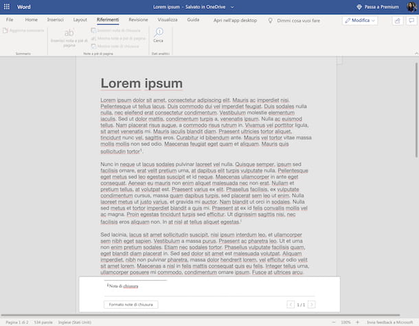 How to insert notes in Word