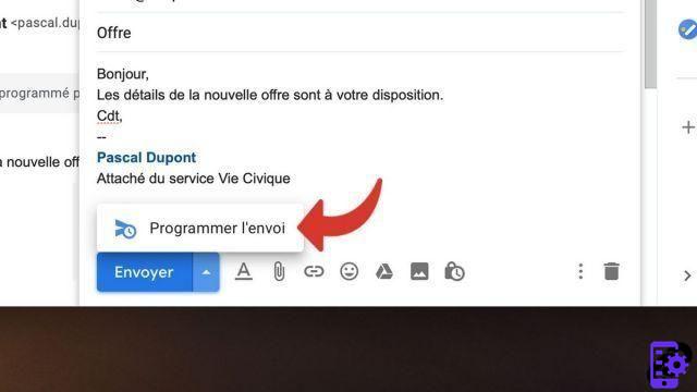 Como faço para programar o envio de um e-mail para o Gmail?