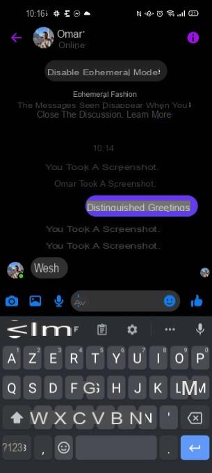 Messenger: how to activate Vanish mode ephemeral messages