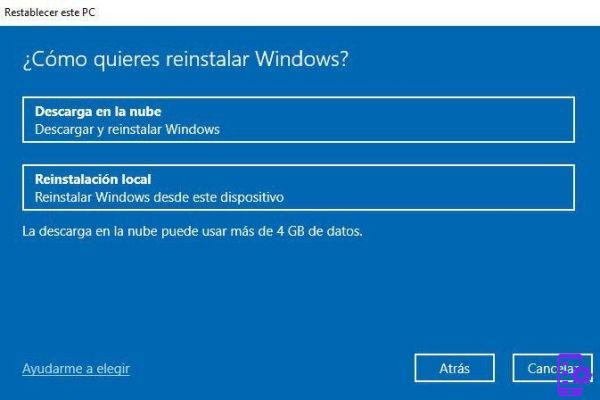 Cómo restaurar Windows 10 a través de la nube