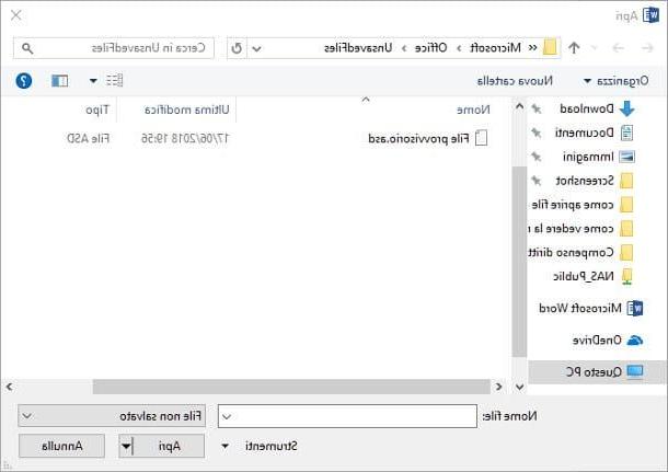 Come recuperare un file Word non salvato