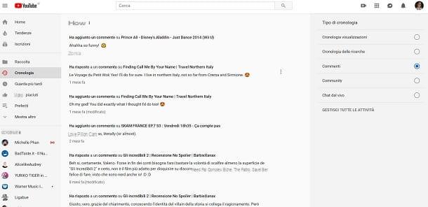 Come vedere cronologia YouTube