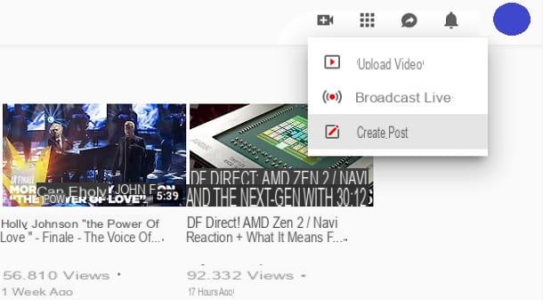 Come fare un post su YouTube