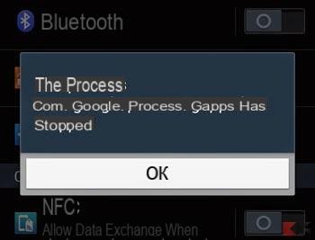 Arresto processo com.google.process.gapps: soluzioni