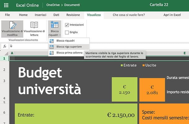 How to repeat first row in Excel