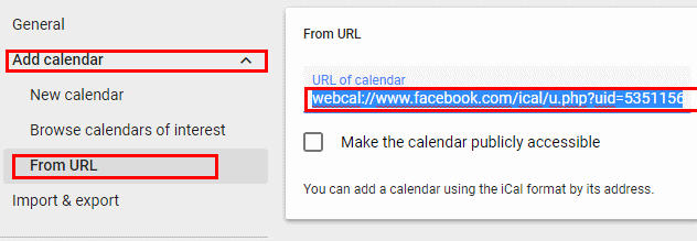 Importar eventos de Facebook en Google Calendar